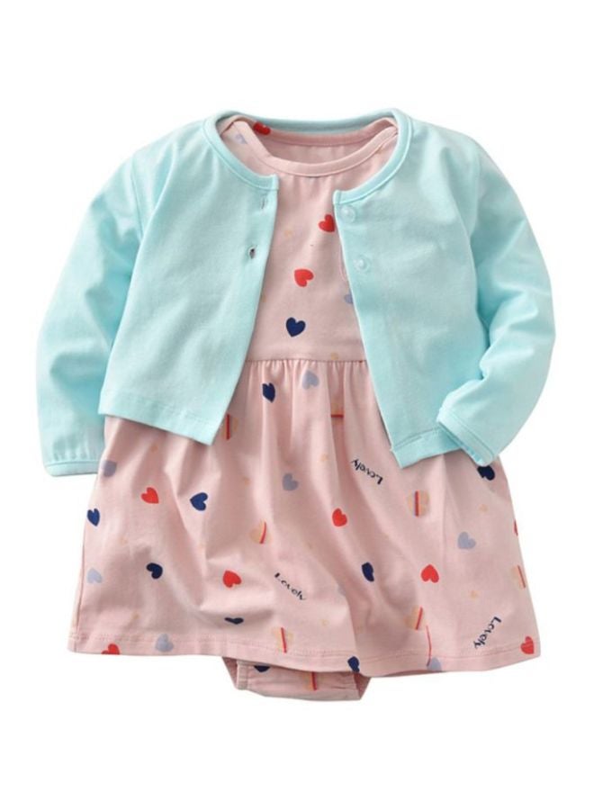 شاربدو طقم فستان من قطعتين أزرق/وردي/أحمر - Image 1