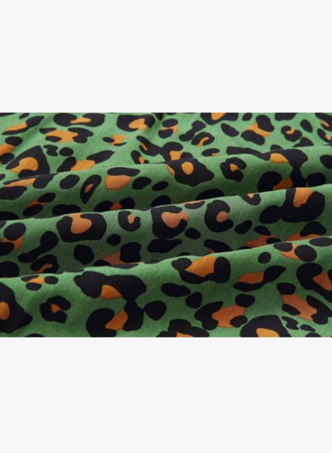 Sharpdo V-Neck Leopard Print Mini Dress Green/Black/Yellow  - Image 3
