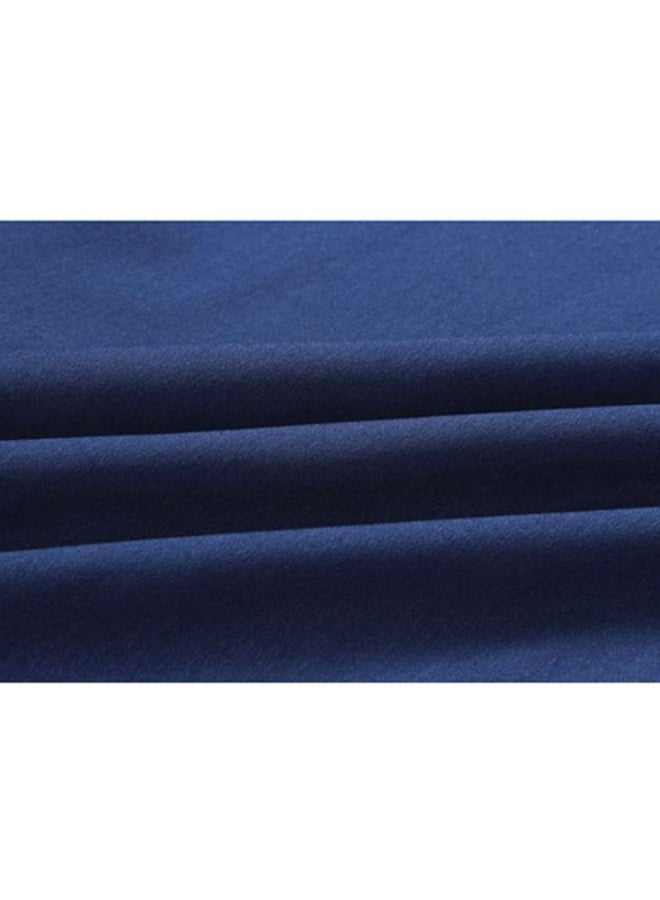Sharpdo - Round Neck Short Sleeve Irregular Dress Navy Blue - Image 1