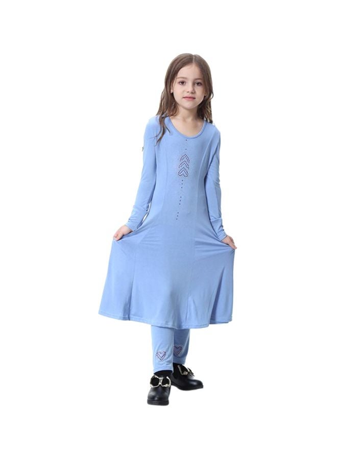 Sharpdo 2-Piece Long Sleeve Dress Sky Blue  - Image 1