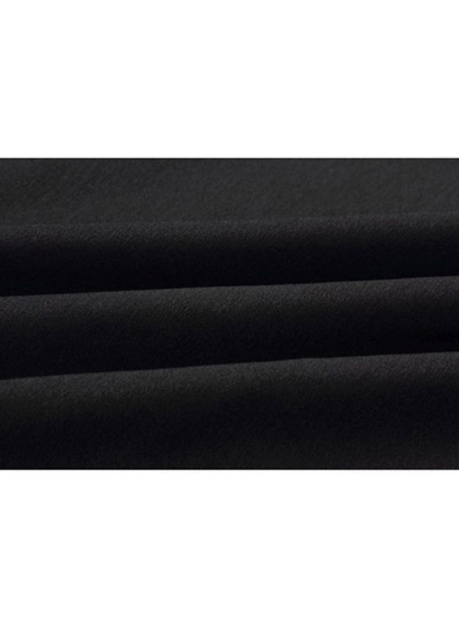 Round Neck Short Sleeve Irregular Dress Black