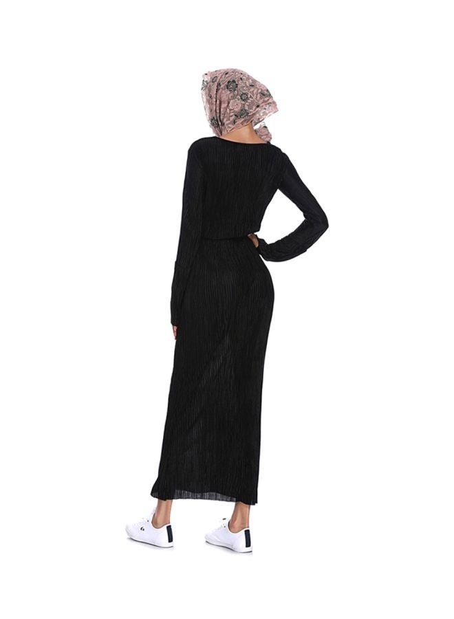 Sharpdo - Elegant Long Sleeve Maxi Dress Black - Image 1