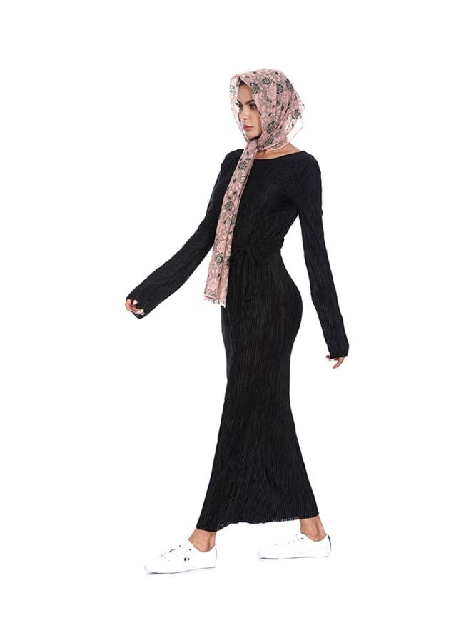 Sharpdo - Elegant Long Sleeve Maxi Dress Black - Image 1
