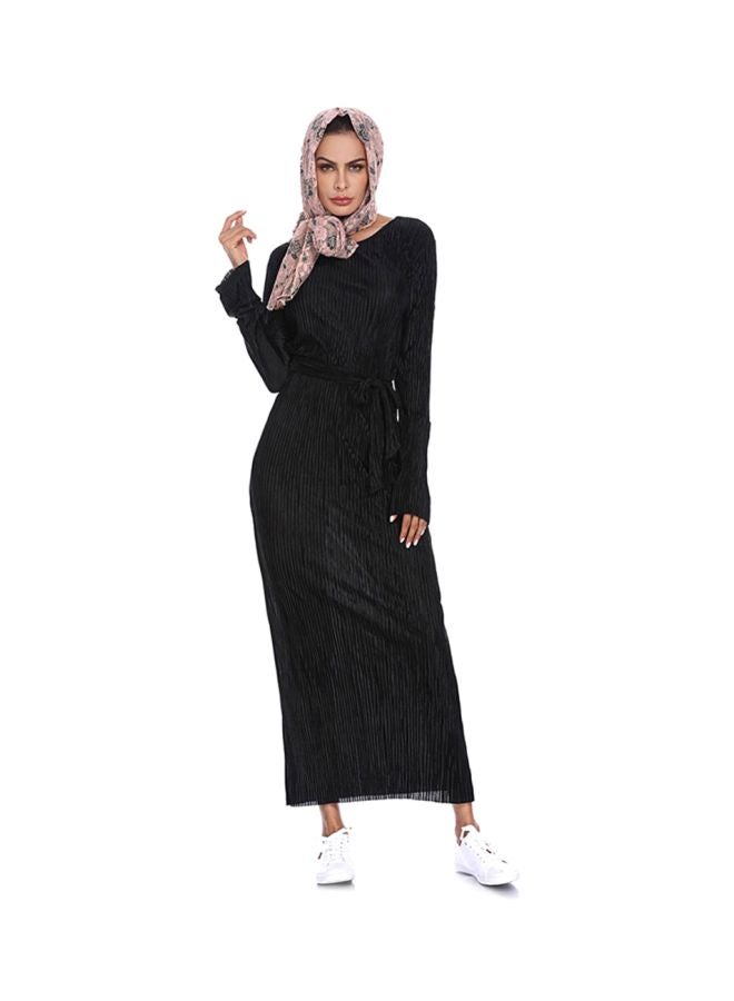 Sharpdo - Elegant Long Sleeve Maxi Dress Black - Image 1