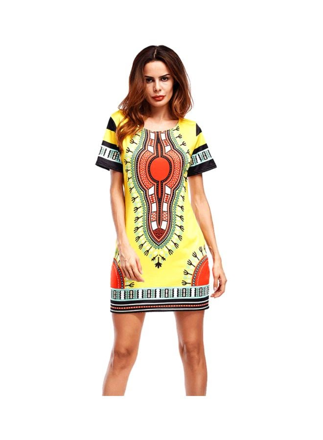 شاربدو فستان بأكمام قصيرة ورقبة دائرية - Image 1