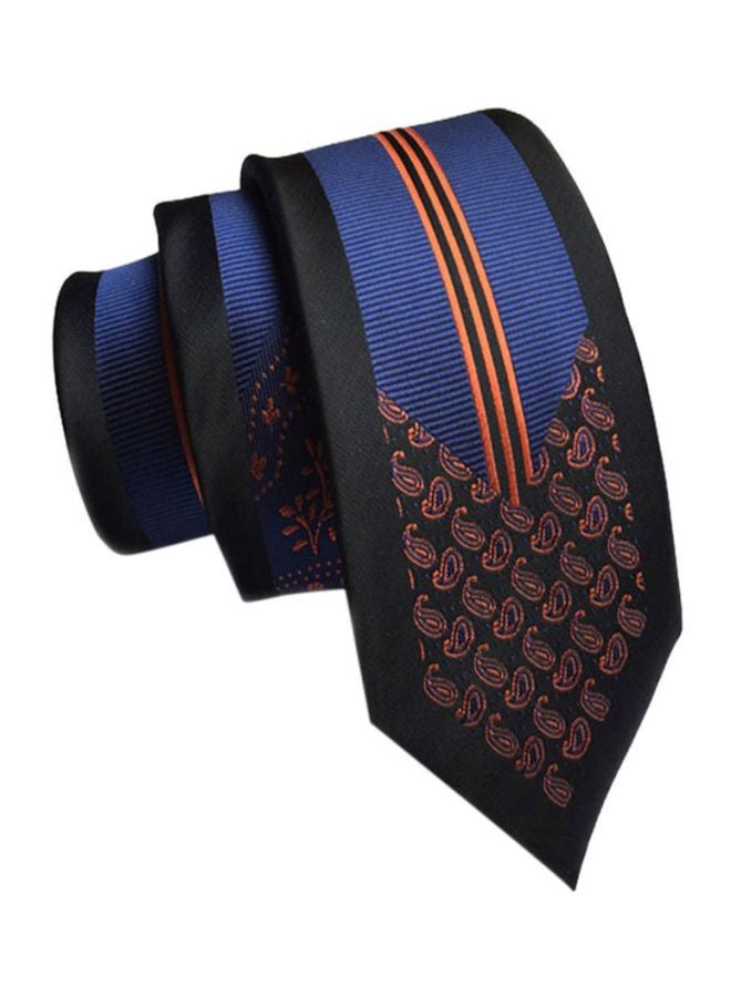 رابطة عنق من البوليستر أزرق/أسود/برتقالي