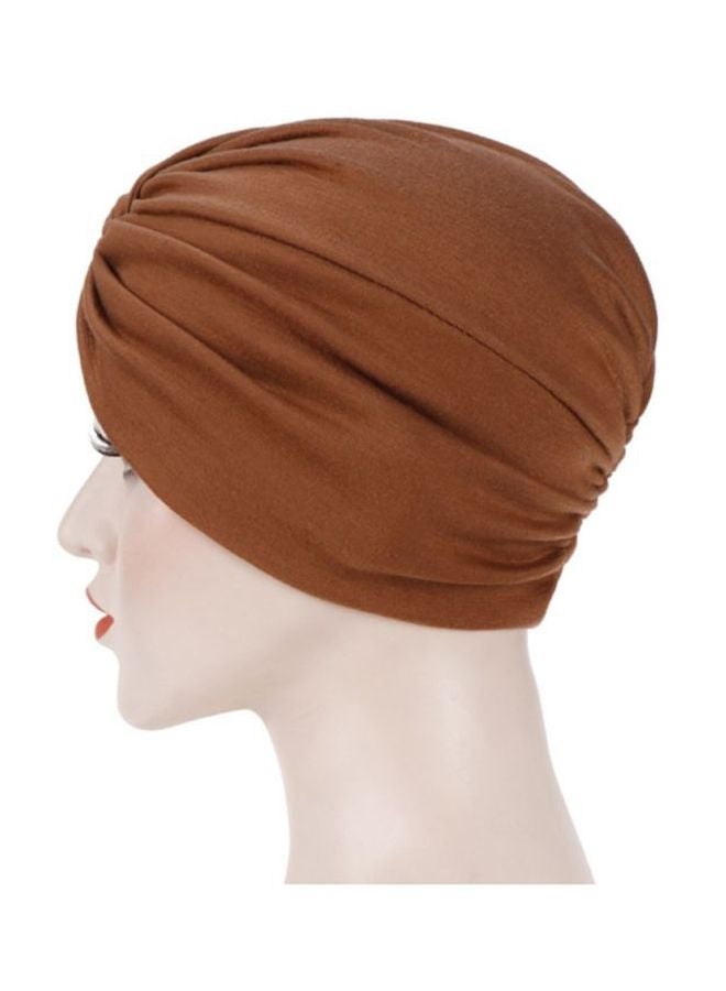 Sharpdo - Criss Cross Patterned Hijab Scarf Brown - Image 1