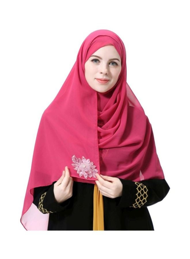 شاربدو حجاب كاجوال من الشيفون وردة حمراء - Image 1