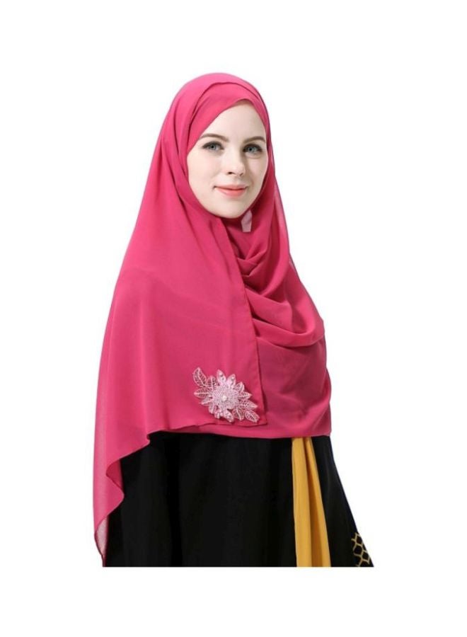 شاربدو حجاب كاجوال من الشيفون وردة حمراء - Image 3