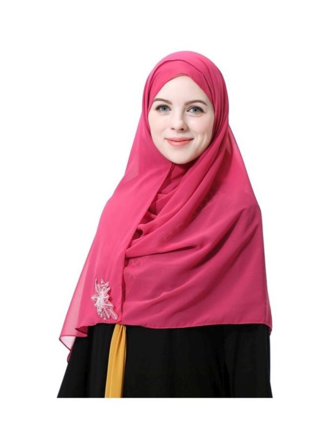 شاربدو حجاب كاجوال من الشيفون وردة حمراء - Image 4