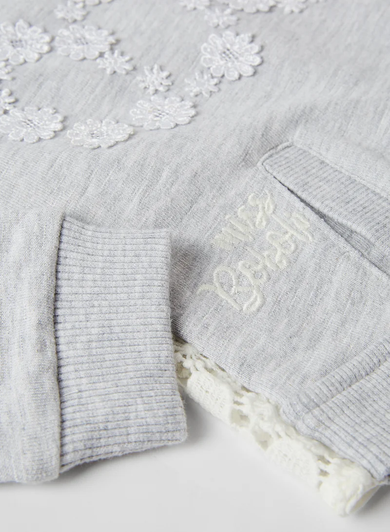 Boboli Baby Schiffli Layered Top Grey