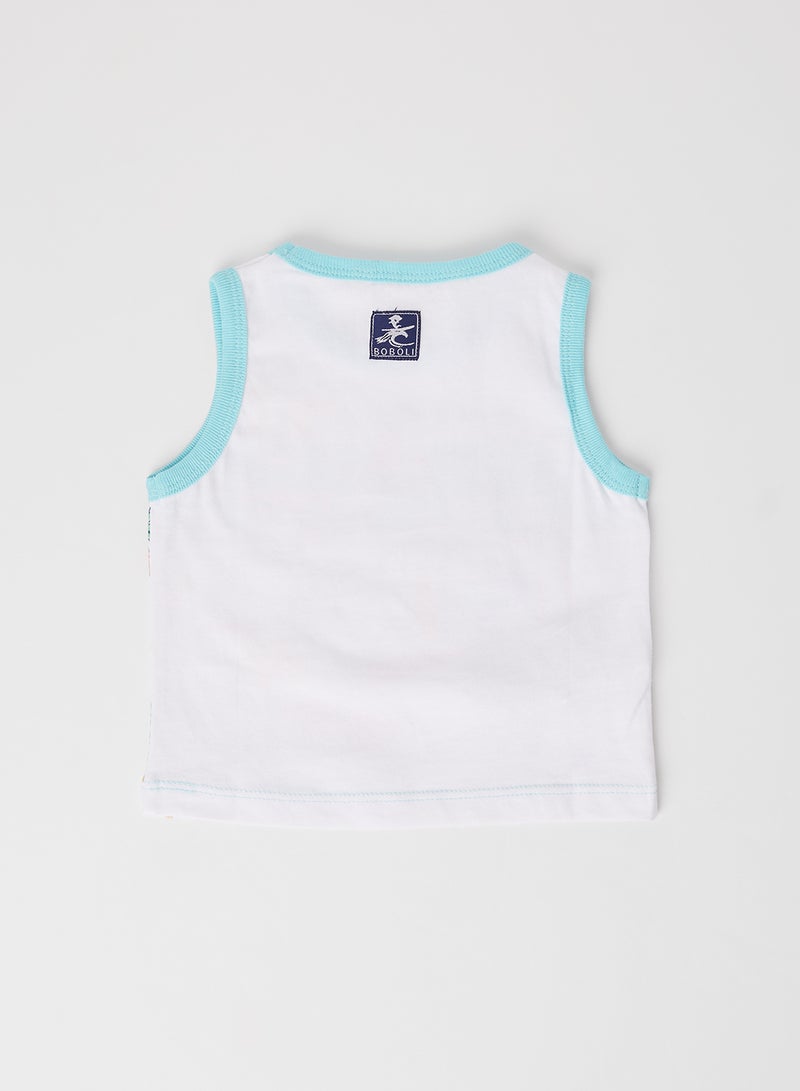 بوبولي بلوزة بدون أكمام مزينة برسومات للأطفال أبيض - Image 2