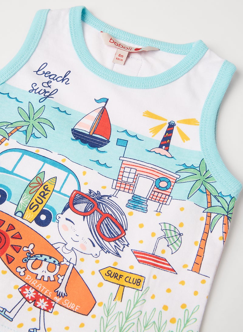 بوبولي بلوزة بدون أكمام مزينة برسومات للأطفال أبيض - Image 3