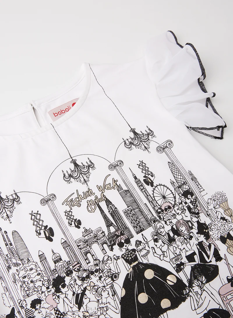 Boboli Kids Graphic Dress White