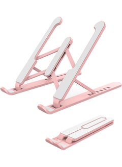 Generic Foldable Laptop Stand Pink/White  - Image 1