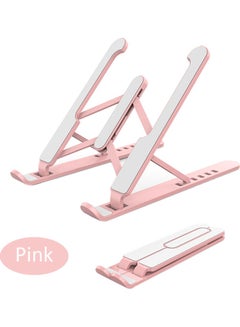 Generic Foldable Laptop Stand Pink/White  - Image 2