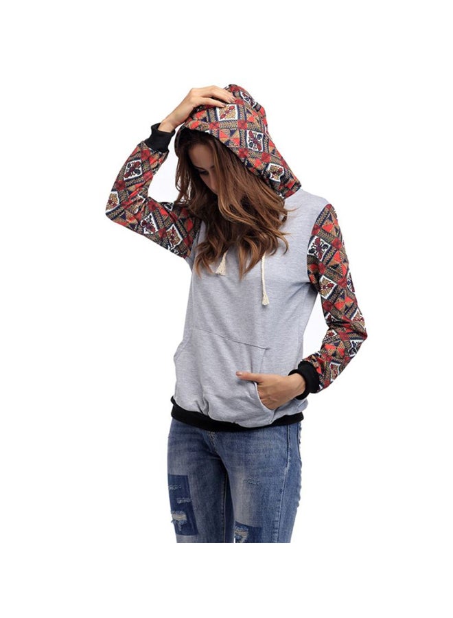 شاربدو هودي بغطاء للرقبة وأكمام طويلة رمادي / أحمر / أسود - Image 4