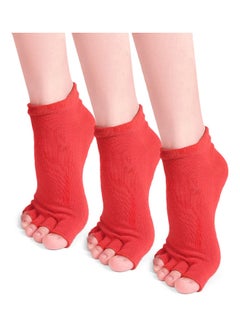 Pair Of 3 Non-Slip Open Toe Yoga Socks With Grips 24.00*4.00*16.00cm