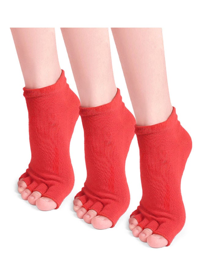 Generic - Pair Of 3 Non-Slip Open Toe Yoga Socks With Grips 24.00*4.00*16.00cm - Image 1