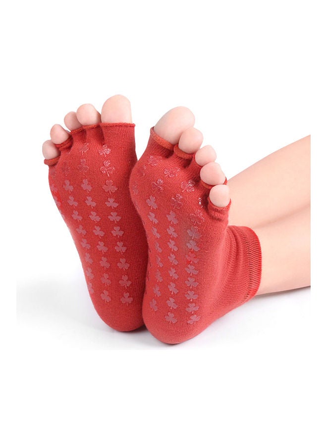 Generic - Pair Of 3 Non-Slip Open Toe Yoga Socks With Grips 24.00*4.00*16.00cm - Image 1