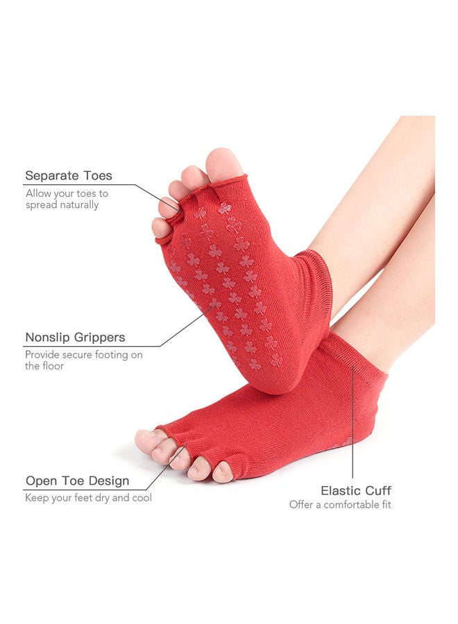 Generic Pair Of Non-Slip Open Toe Yoga Socks With Grips 25.00*1.50*12.00cm - Image 2