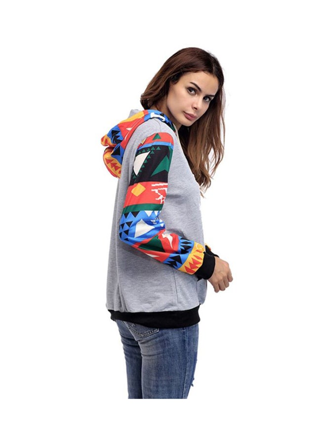 Sharpdo Hooded Neck Long Sleeve Hoodie Grey - Image 3