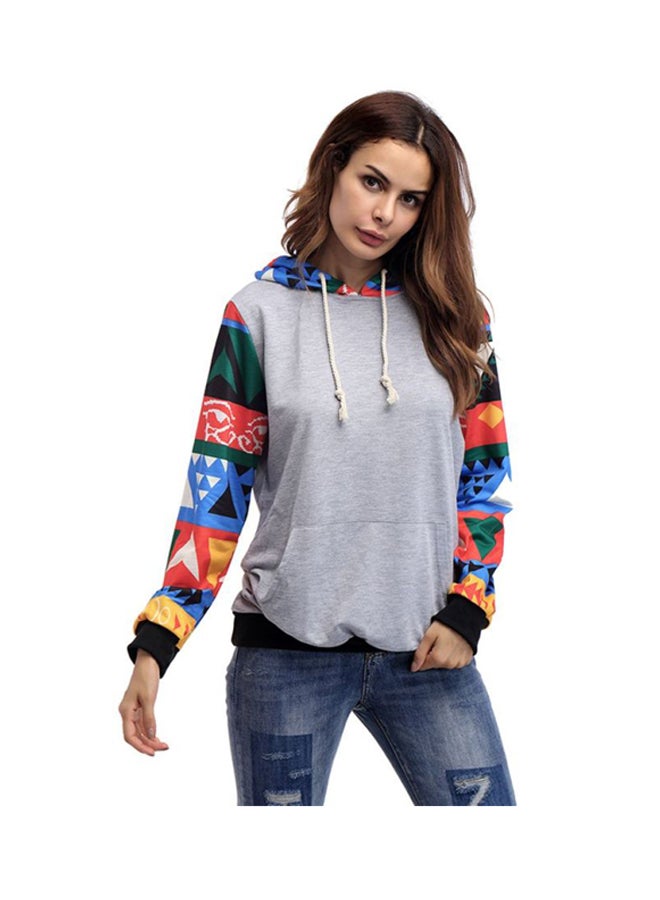 Sharpdo Hooded Neck Long Sleeve Hoodie Grey - Image 1