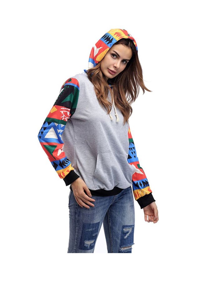 Sharpdo Hooded Neck Long Sleeve Hoodie Grey - Image 4