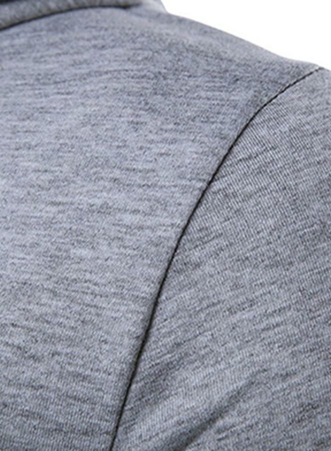 Sharpdo Hooded Neck Short Sleeve Hoodie Grey  - Image 3