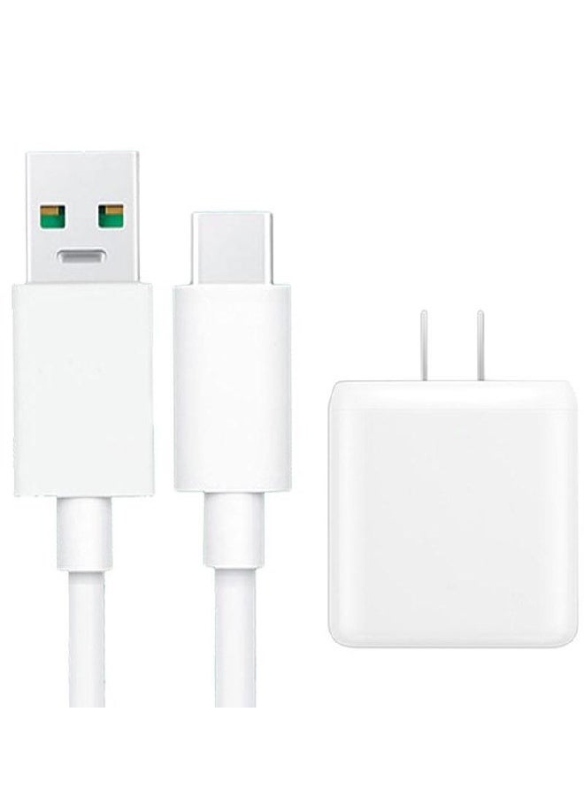 OPPO Vooc Reno Charging Power Adapter With Micro Charging Cable White