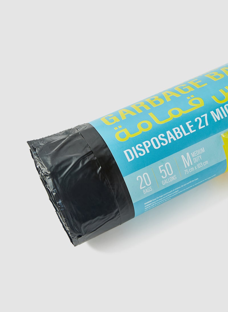 مجموعة أكياس قمامة برباط من 20 كيساً من قطعتين أسود Medium, 50 Gallons