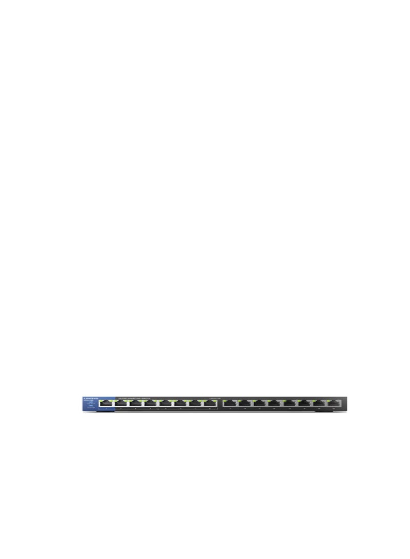 LINKSYS - 16-Port Business Desktop Gigabit PoE+ Switch Black/Blue - Image 1