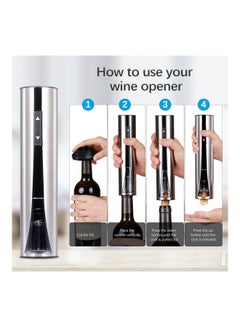 Electric Wine Opener with Foil Cutter and USB Rechargeable Silver 21.00 x 8.00 x 8.00cm - v1608995543/N43316350A_7