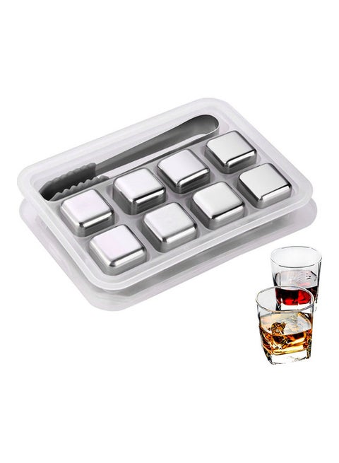 8 Piece Reusable Stainless Steel Ice Cubes Chilling Stones silver 15.50 x 4.00 x 11.20cm