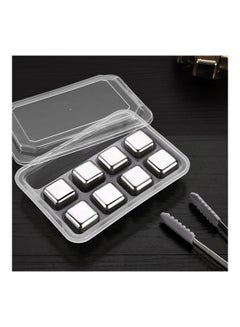 Generic 8 Piece Reusable Stainless Steel Ice Cubes Chilling Stones silver 15.50 x 4.00 x 11.20cm  - Image 2