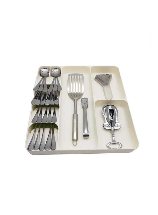 Utensil Kitchen Drawer Organizer White 39.70 x 5.30 x 38.40cm - Image 2
