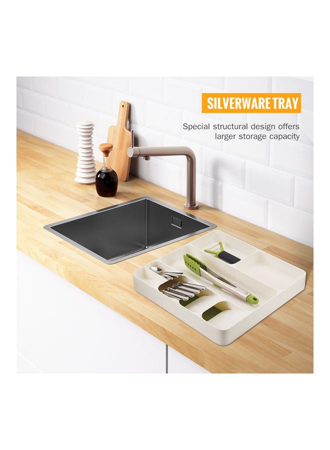 Utensil Kitchen Drawer Organizer White 39.70 x 5.30 x 38.40cm - Image 4