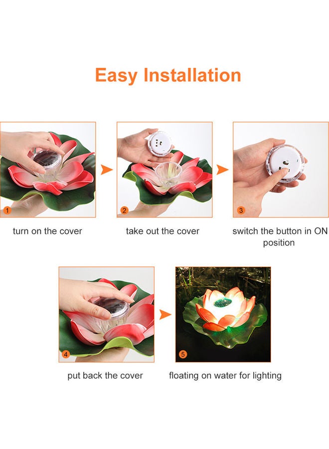 Red Solar Powered LED Lotus Light RGB Color Red 13 x 12 x 13cm  - Image 4
