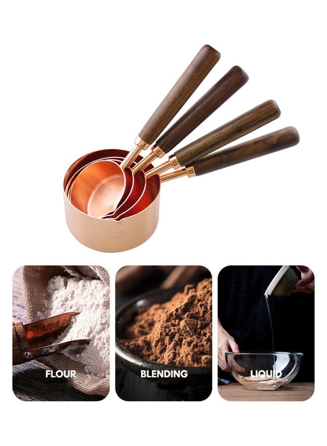 Generic - 4-Piece Measuring Spoons Set Brown/Gold 5.1x0.78 Inch , 5.9x0.98 Inch, 6.1x1.25 Inch, 6.69x1.77 Inch - Image 1