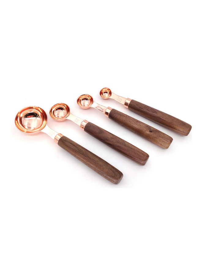 Generic - 4-Piece Measuring Spoons Set Brown/Gold 5.1x0.78 Inch , 5.9x0.98 Inch, 6.1x1.25 Inch, 6.69x1.77 Inch - Image 1
