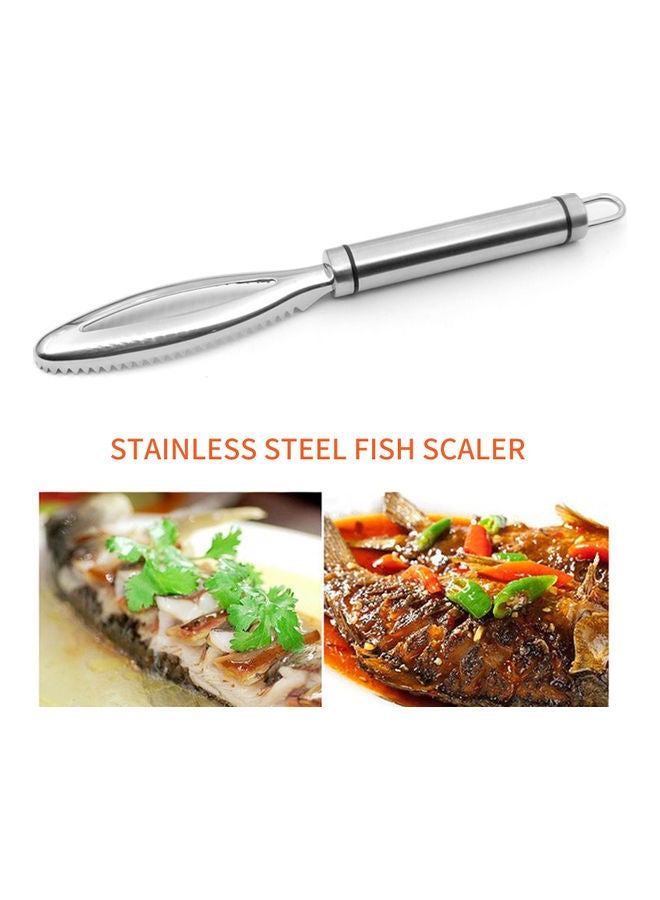 Fish Scaler Remover With Double Sawtooth Silver 24.00 x 2.00 x 3.20cm