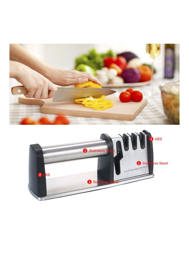 أداة شحذ السكاكين والمقص 4 في 1 أسود/ فضي 6.5x8.8x0.36سم - Image 4