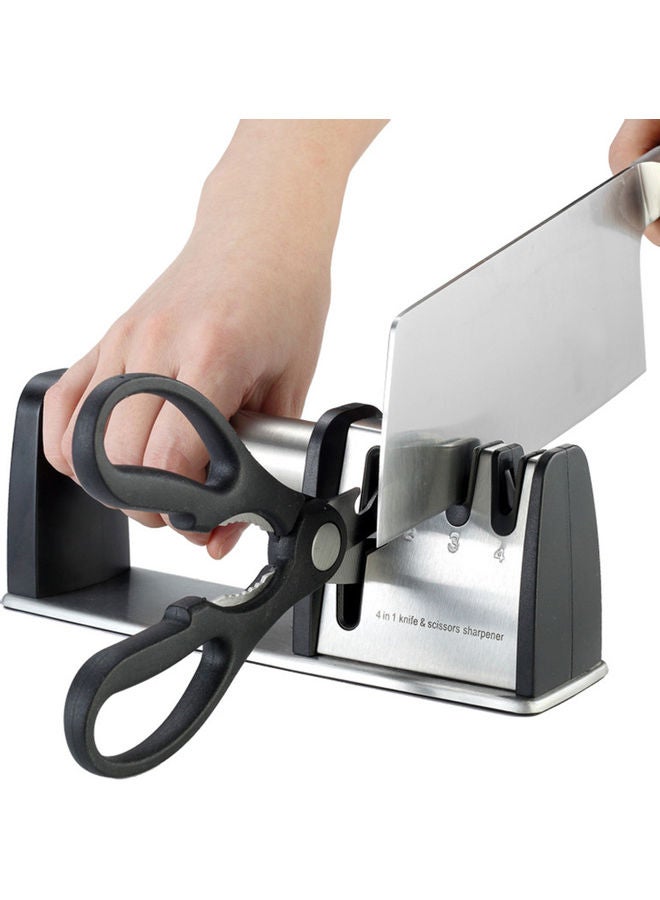 أداة شحذ السكاكين والمقص 4 في 1 أسود/ فضي 6.5x8.8x0.36سم - Image 5
