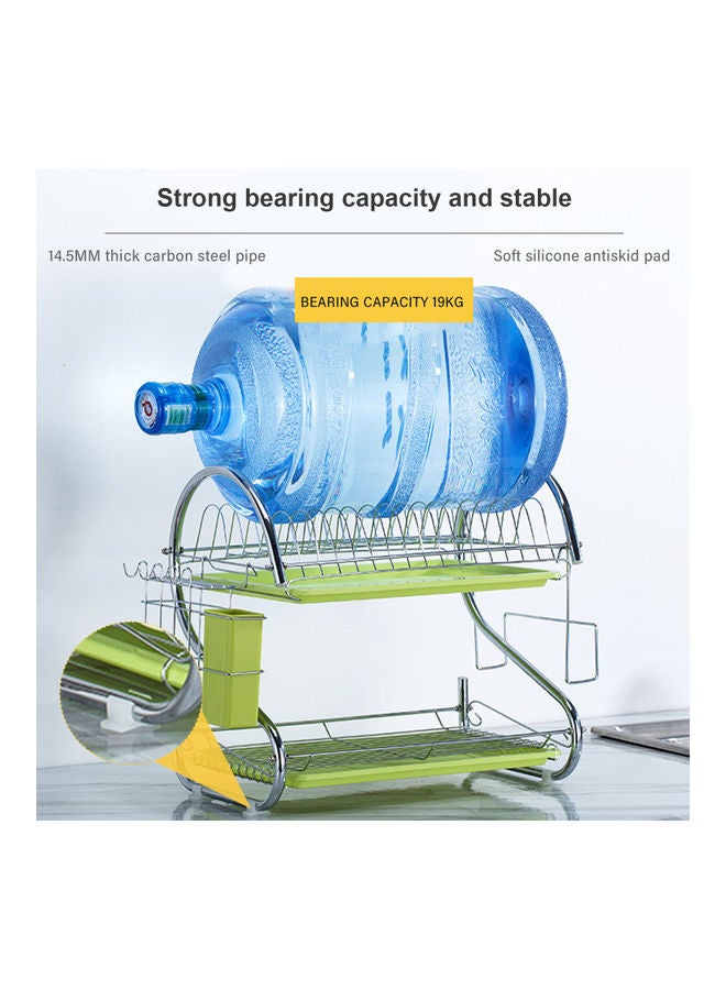 Generic 2-Tier Dish Drying Rack With Removable Drain Board Green 41.50 x 14.00 x 25.50cm  - Image 3