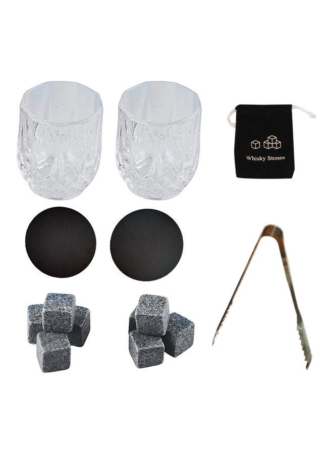 8 Pieces Whiskey Chilling Stones Set with 2 Glasses in Wooden Box Grey 22.00 x 9.50 x 19.00cm - Image 2