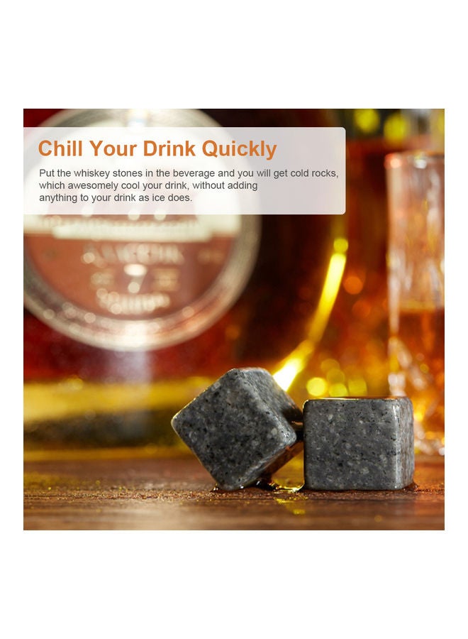 8 Pieces Whiskey Chilling Stones Set with 2 Glasses in Wooden Box Grey 22.00 x 9.50 x 19.00cm - Image 3