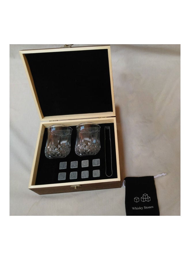 8 Pieces Whiskey Chilling Stones Set with 2 Glasses in Wooden Box Grey 22.00 x 9.50 x 19.00cm - Image 4