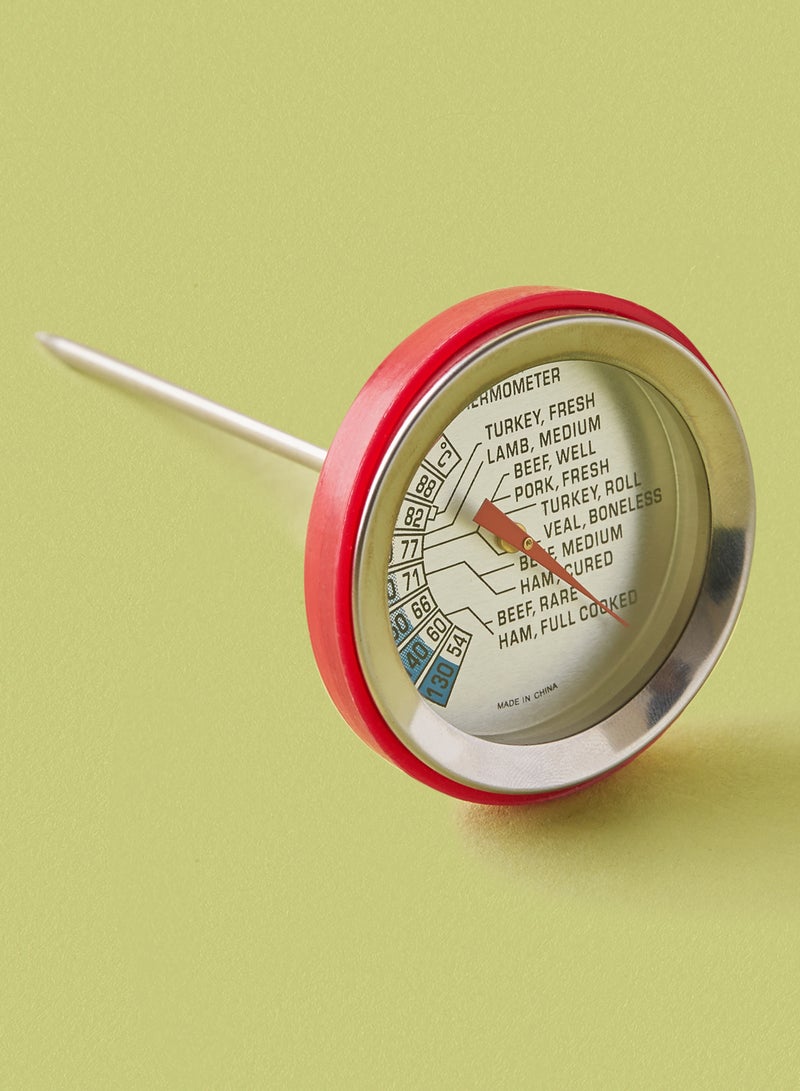 Noon East Food Thermometer - Thermometer - For Water, Oven, Bbq - Kitchen Tool - Kitchen Accessories - Kitchen Tool - Silver/Red Silver/Red 5.3 x 5.4 x 12centimeter  - Image 1