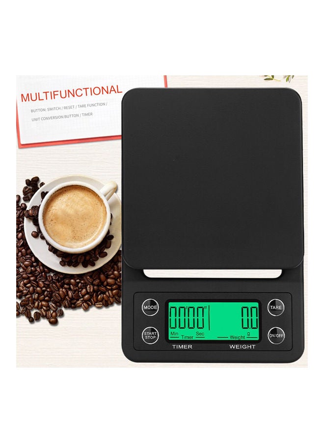 3KG Digital Coffee Scale with Timer Black 5.20 x 15.30 x 0.44cm