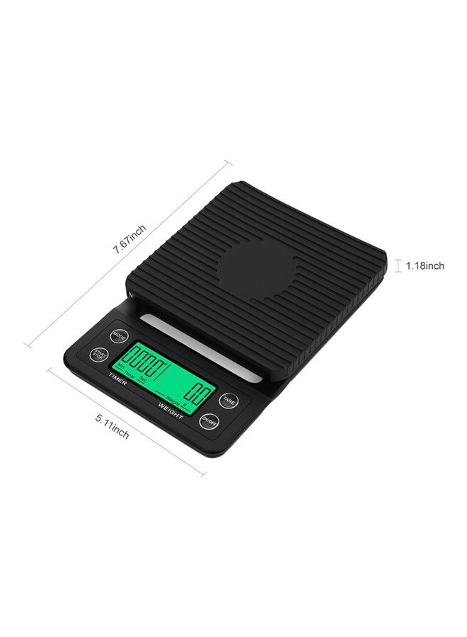 3KG Digital Coffee Scale with Timer Black 5.20 x 15.30 x 0.44cm